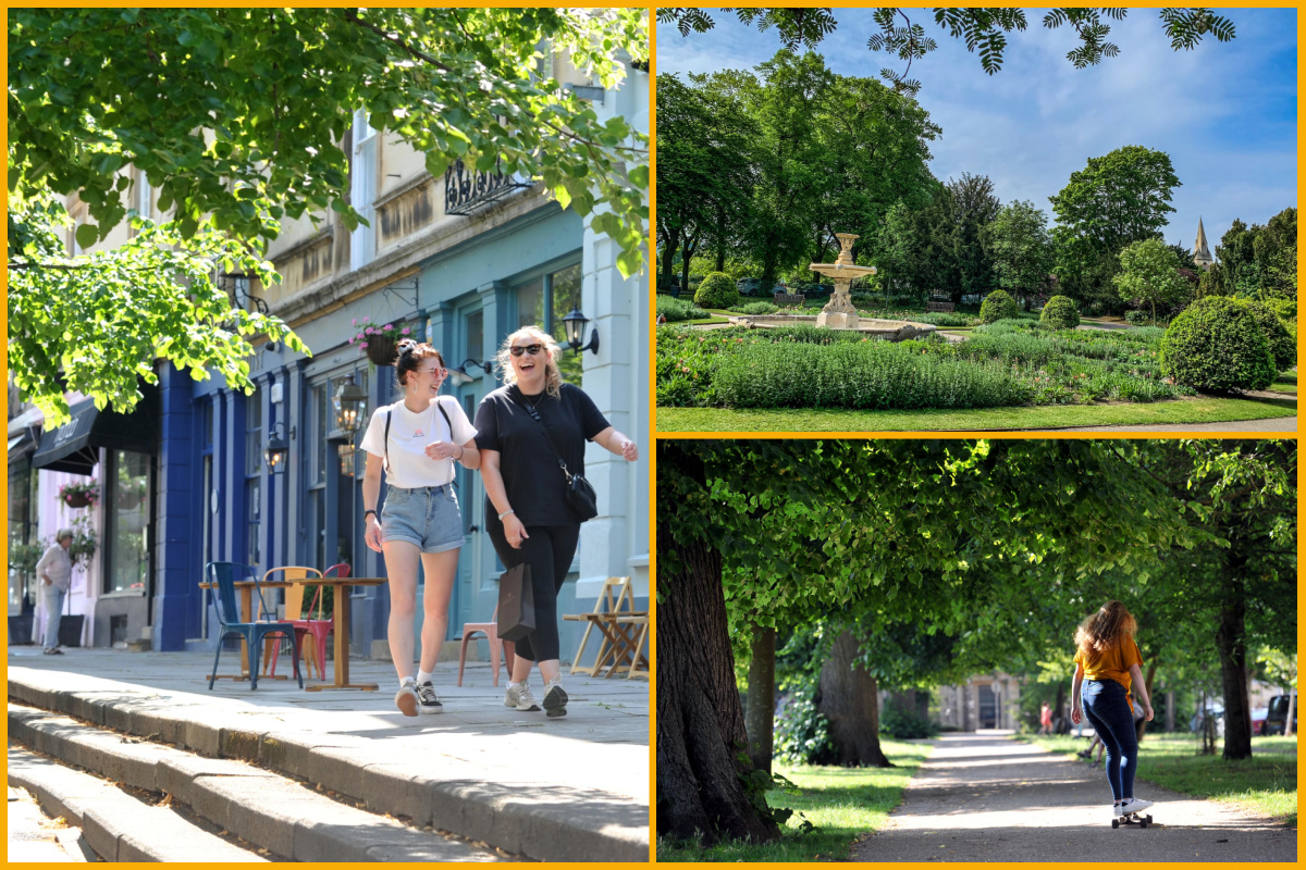 Cheltenham shops and Sandford Park collage.